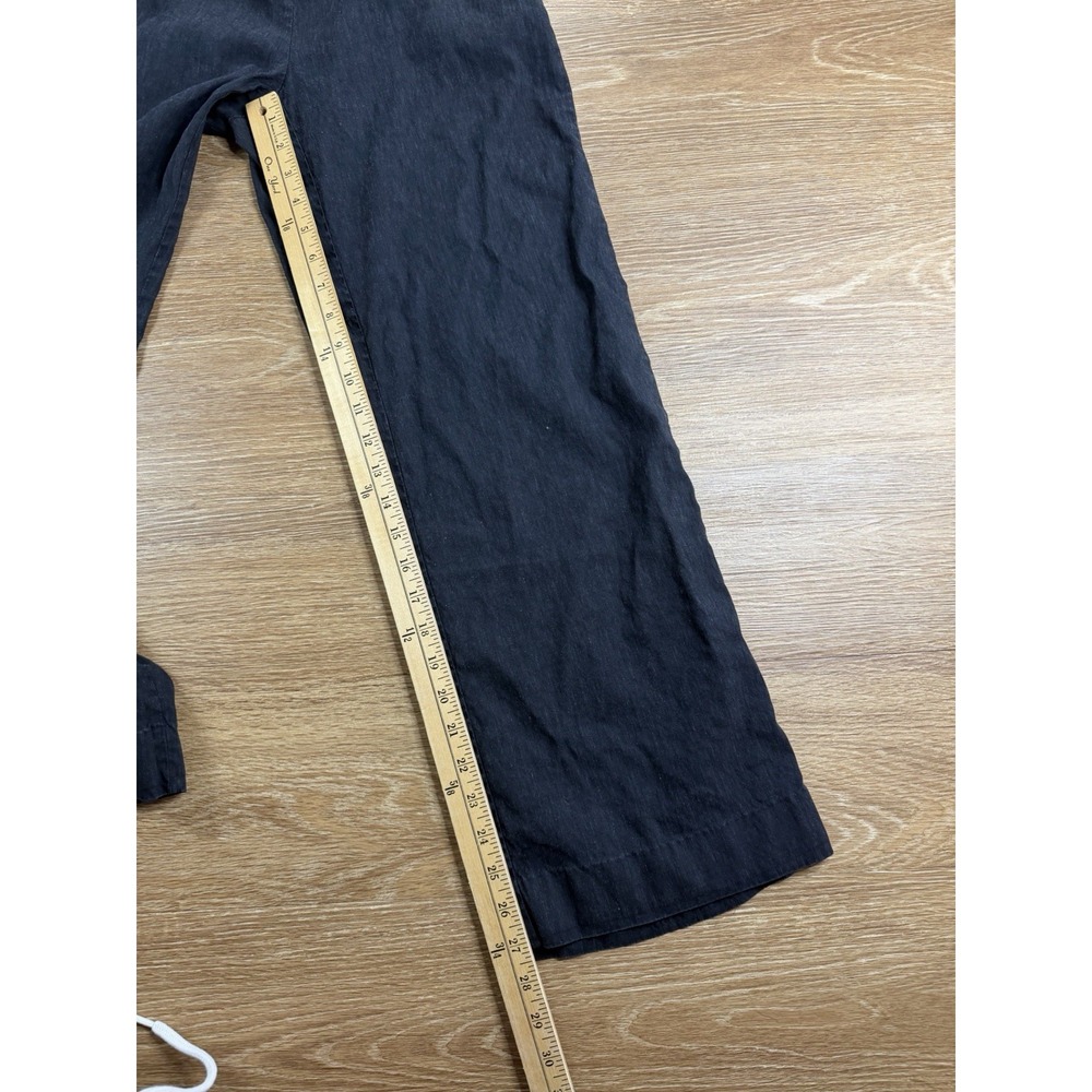 Lands' End Pants Womens 4 Black Linen Blend High Rise Wide Leg Pull On Coastal - Picture 11 of 14